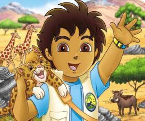 пазл Диего и ребенка ягуа́р помочь животным в опасности в серии Go, Diego, Go!